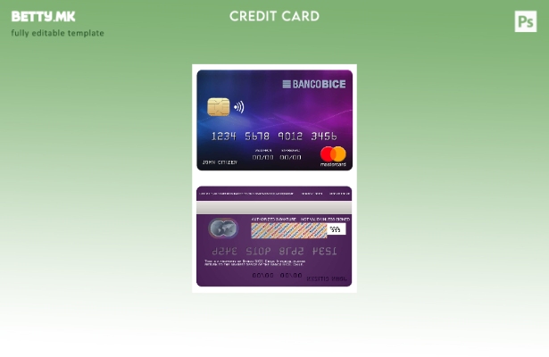 Модерен стил шаблон за мастер картички на банката Чиле BICE